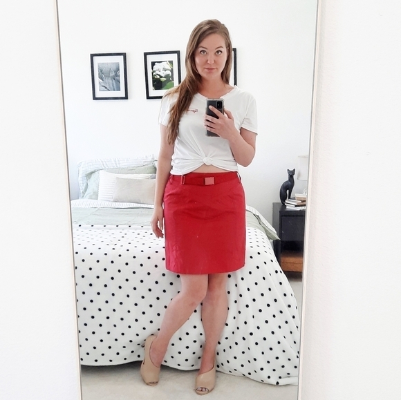 Strenesse Blue Red Seatbelt Skirt 8 - Picture 1 of 8